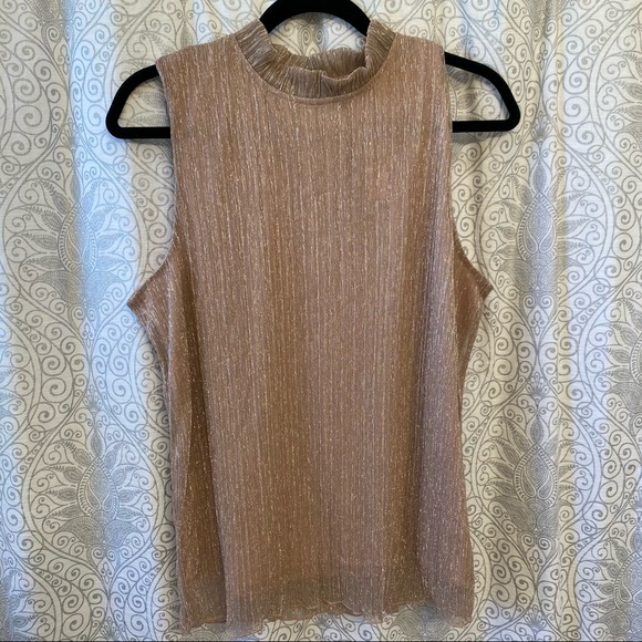 NWT! Adiva Lurex Shimmer Top- Rose Gold - Picture 7 of 10